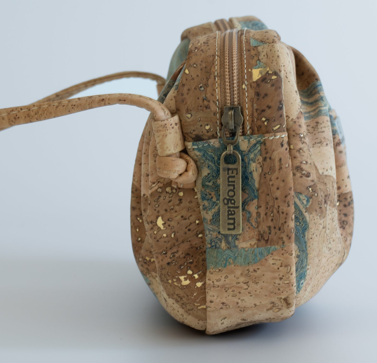 Blue and Gold marble small oval crossbody