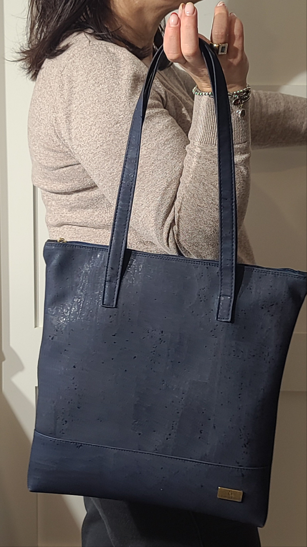 Elegant Navy Cork Tote Bag