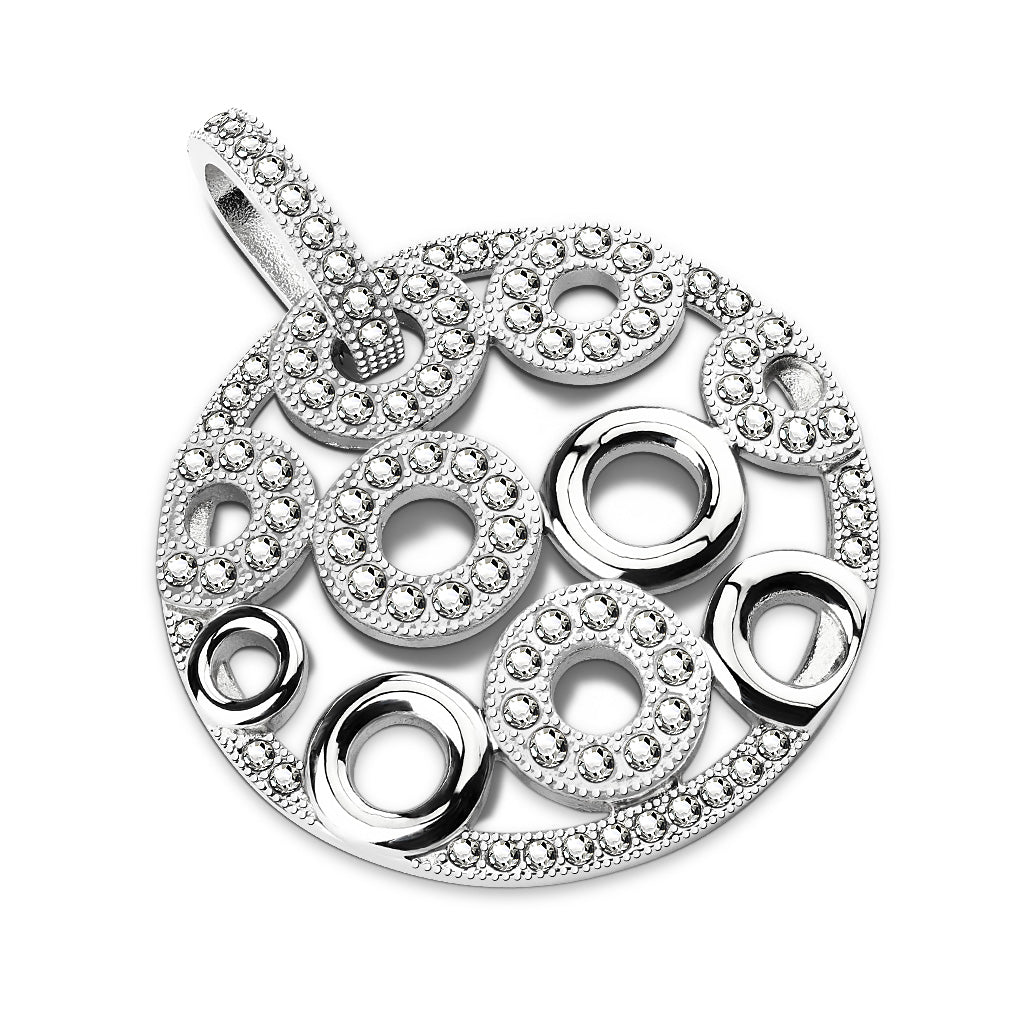 Gem Paved Multi-Circle Round Stainless Steel Pendant