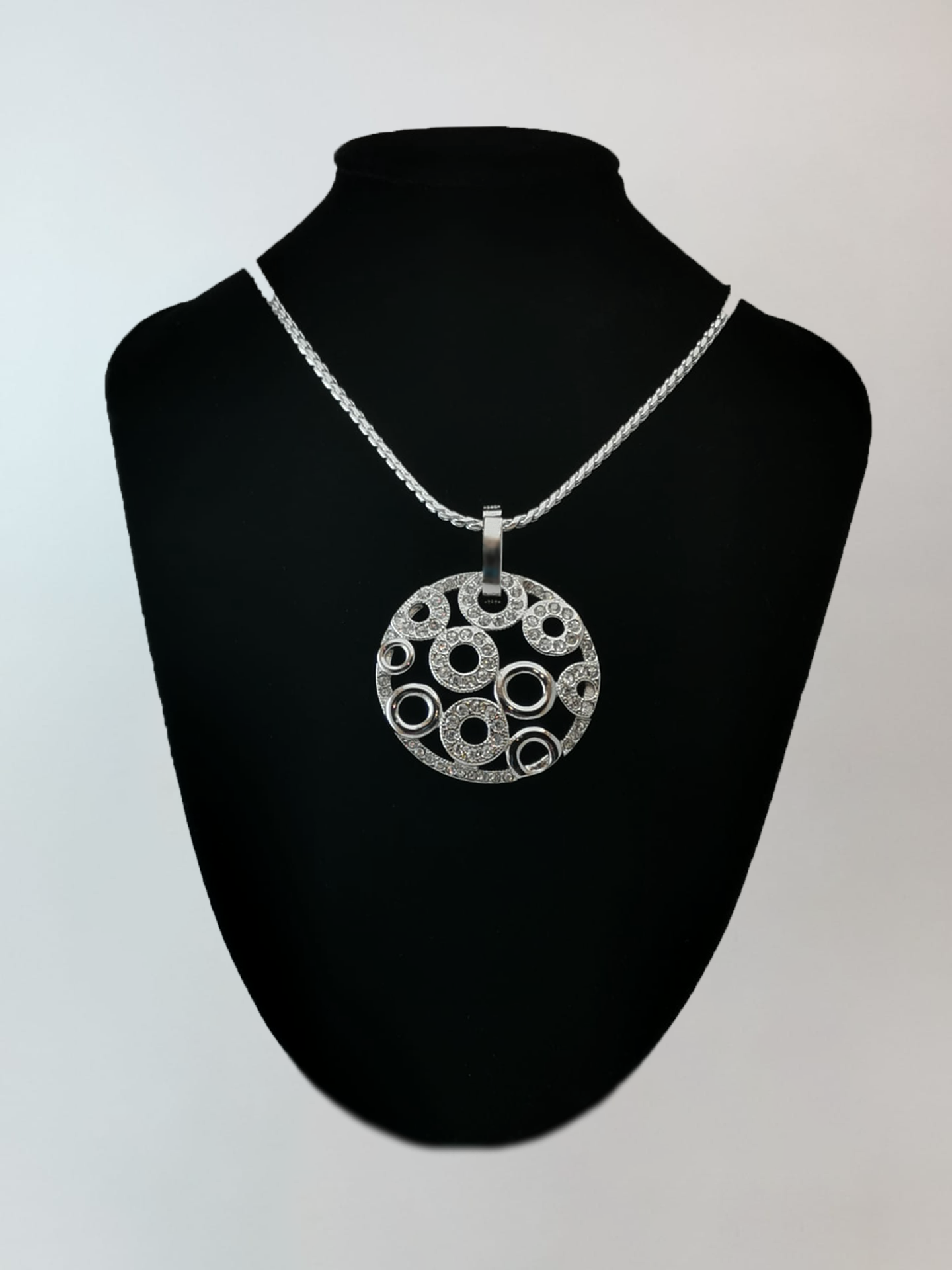 Gem Paved Multi-Circle Round Stainless Steel Pendant