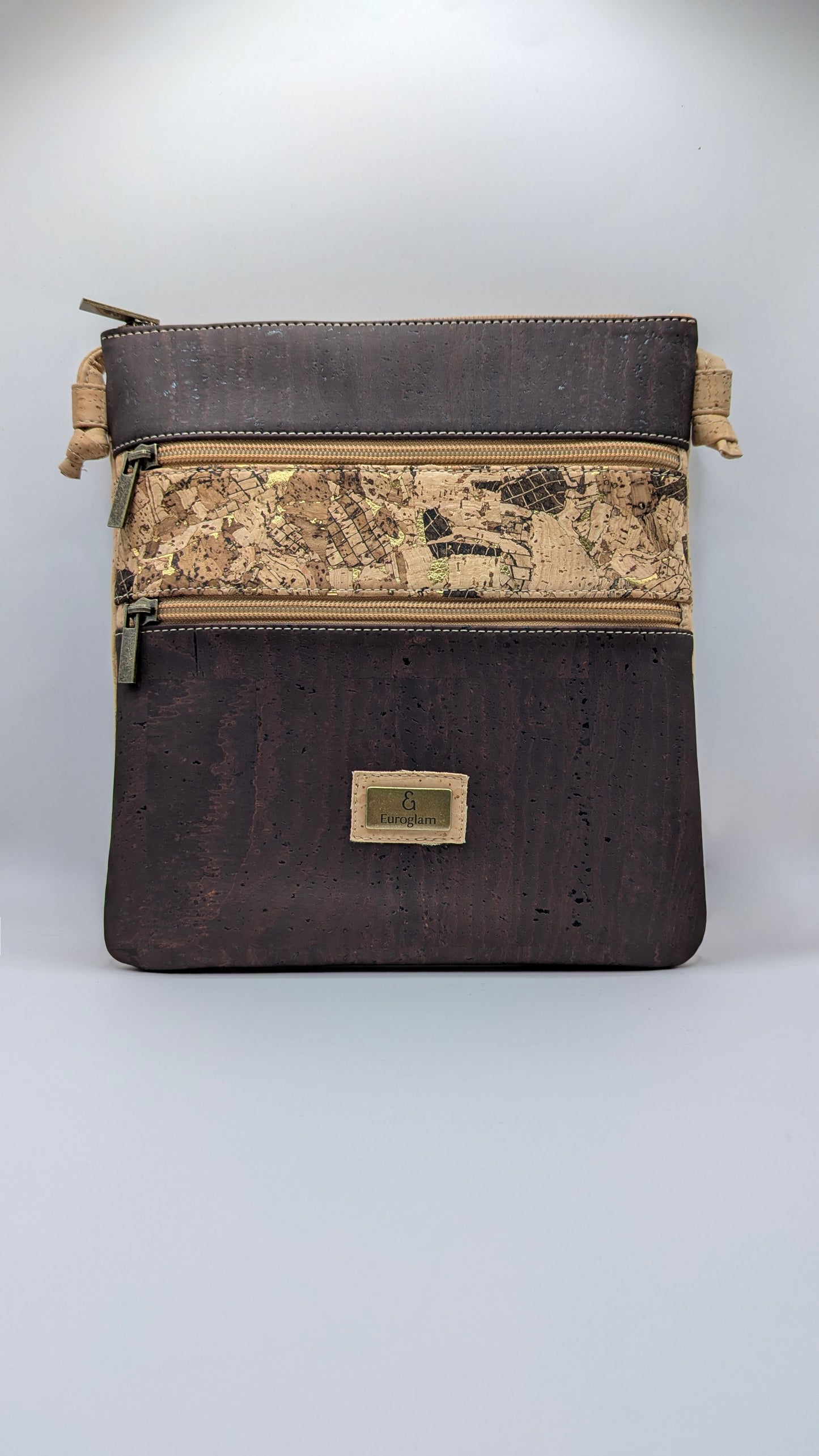 Elegance Cork Cross Body Bag (3 zippers)