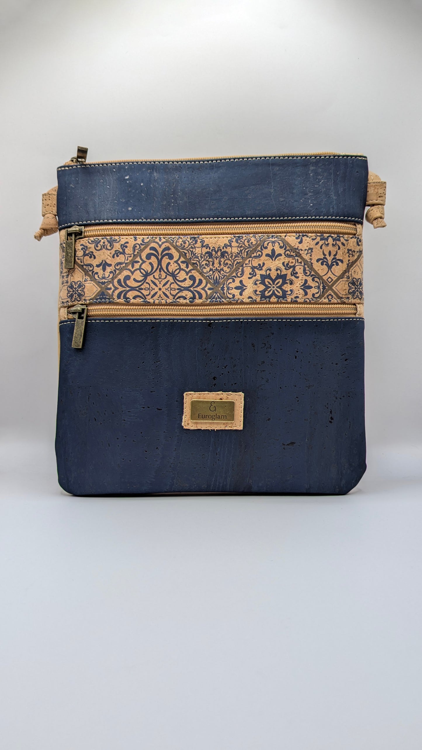 Elegance Cork Cross Body Bag (3 zippers)
