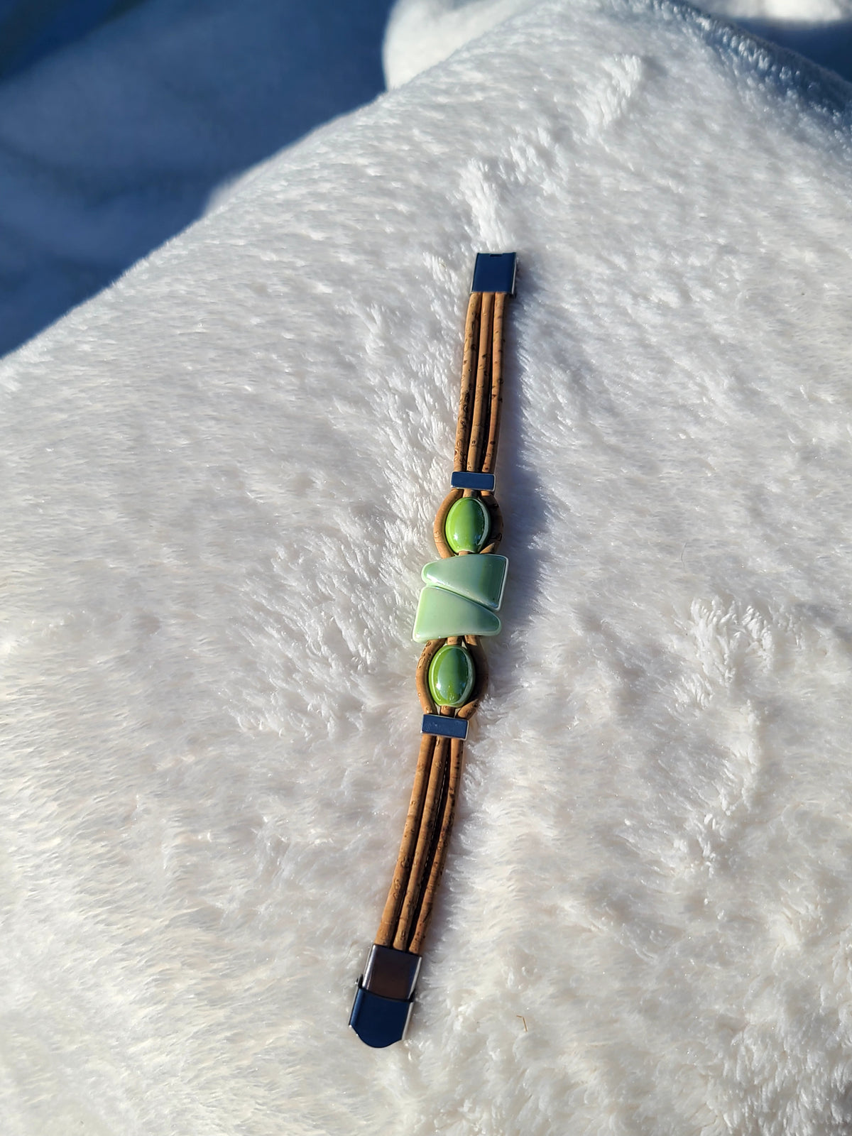 Handmade Emerald Earth: Cork & Jade Green Necklace