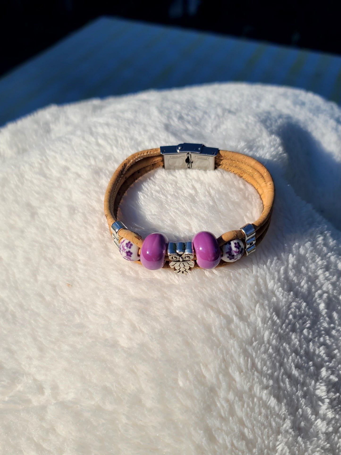 Handmade Purple Haze: Cork & Bead Necklace