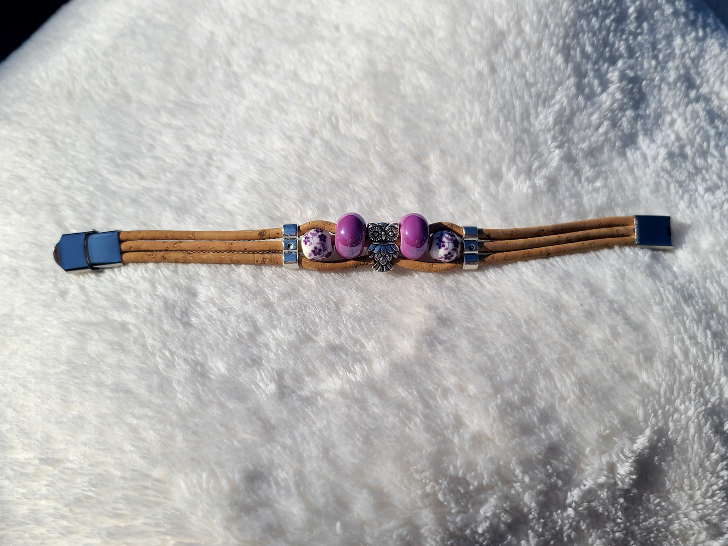 Handmade Purple Haze: Cork & Bead Necklace