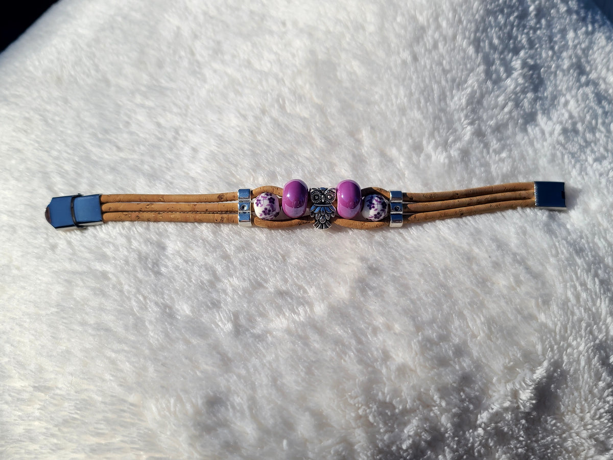 Handmade Purple Haze: Cork & Bead Necklace