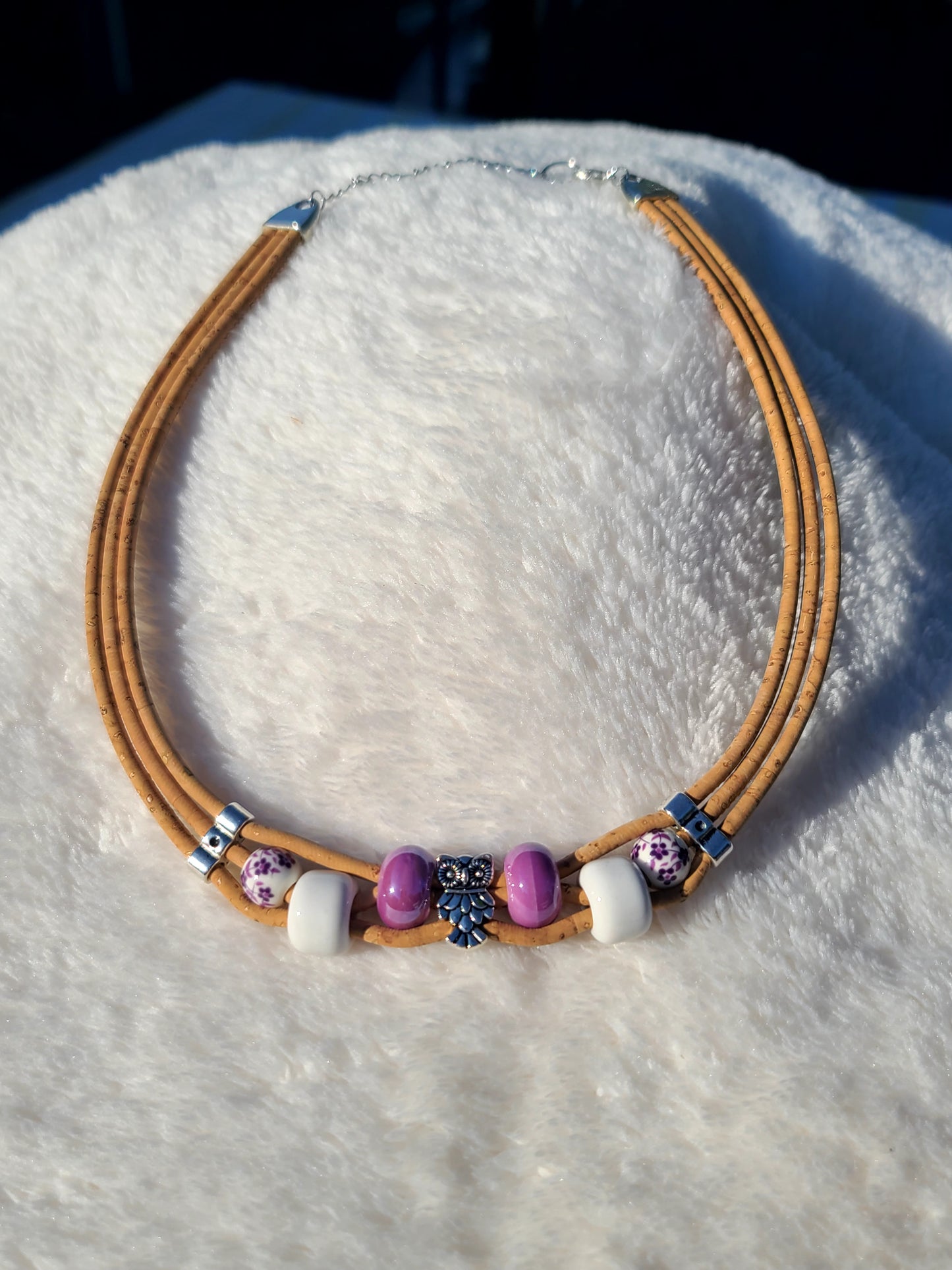 Handmade Purple Haze: Cork & Bead Necklace