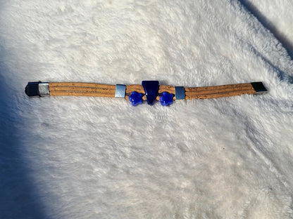 Handmade Midnight Waters: Cork & Dark Blue Necklace