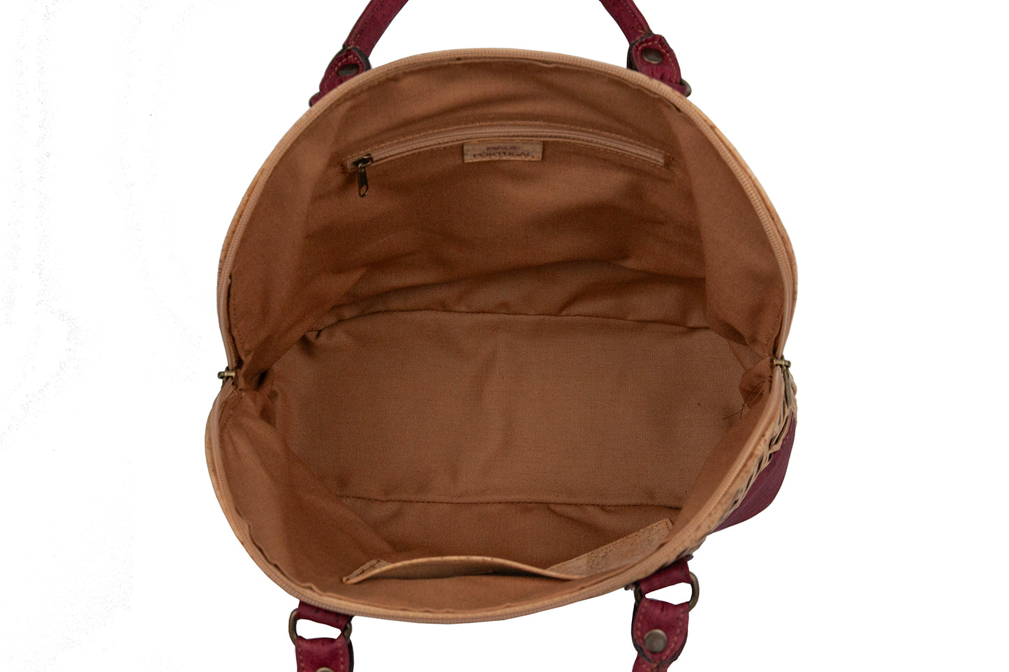 Laser-Cut Elegance Cork Handbag – Burgundy & Natural