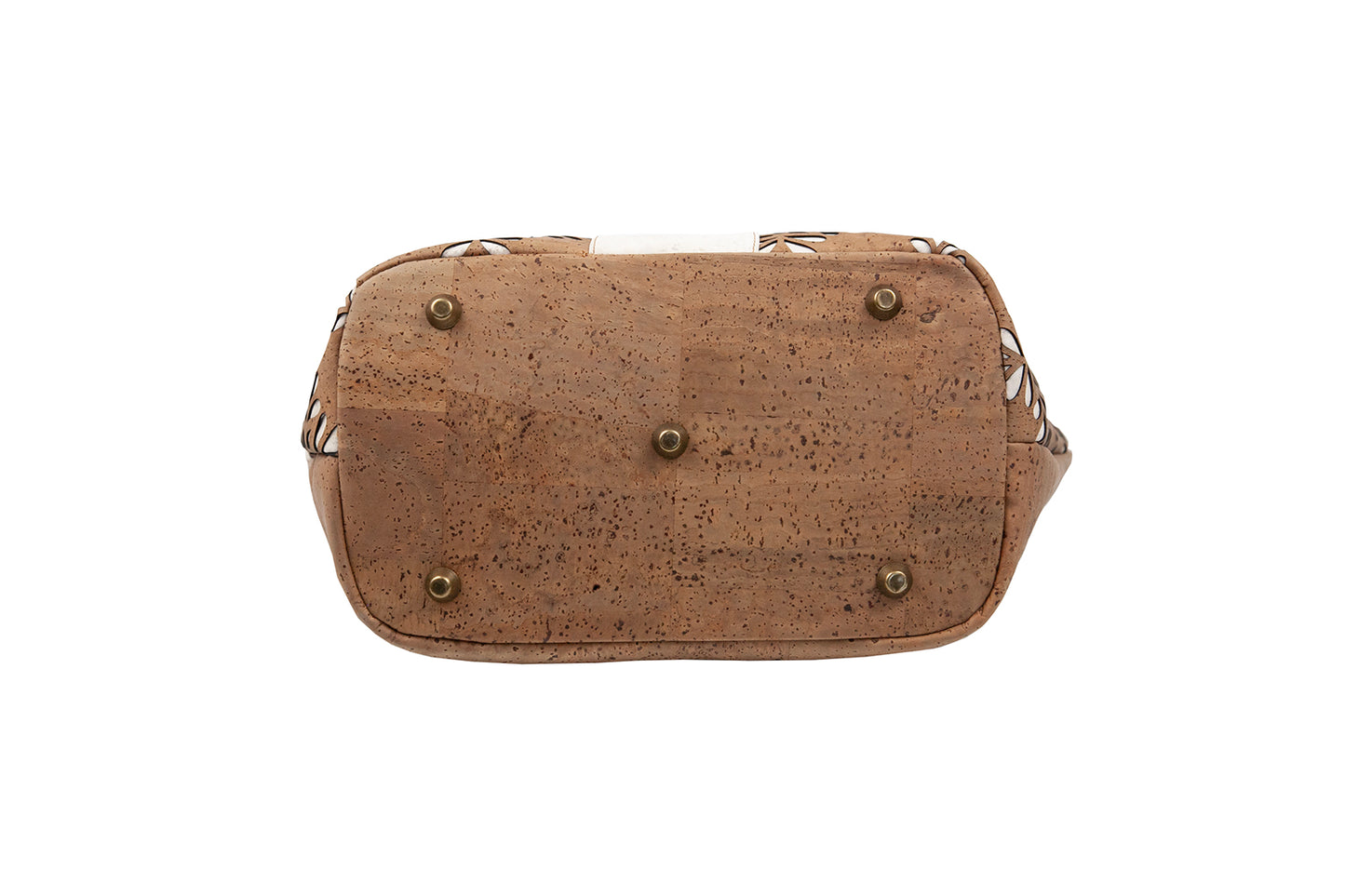 Classic Flora Laser-Cut Cork Tote – Natural & White