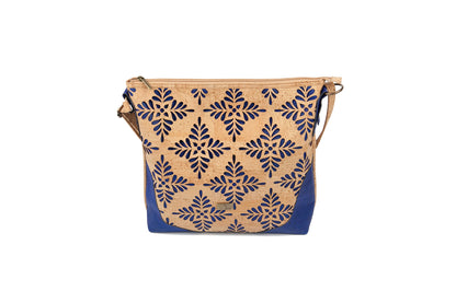 Floral Harmony Crossbody – Natural & Royal Blue
