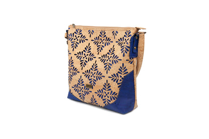 Floral Harmony Crossbody – Natural & Royal Blue