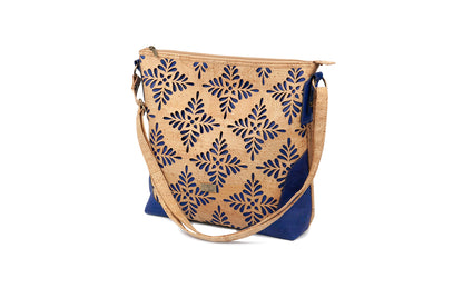 Floral Harmony Crossbody – Natural & Royal Blue