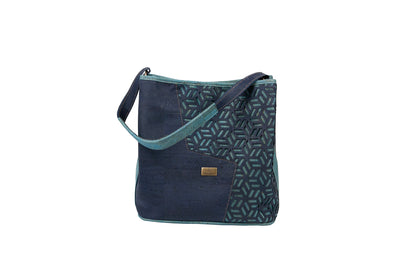 Midnight Geo Cork Crossbody – Teal Accents
