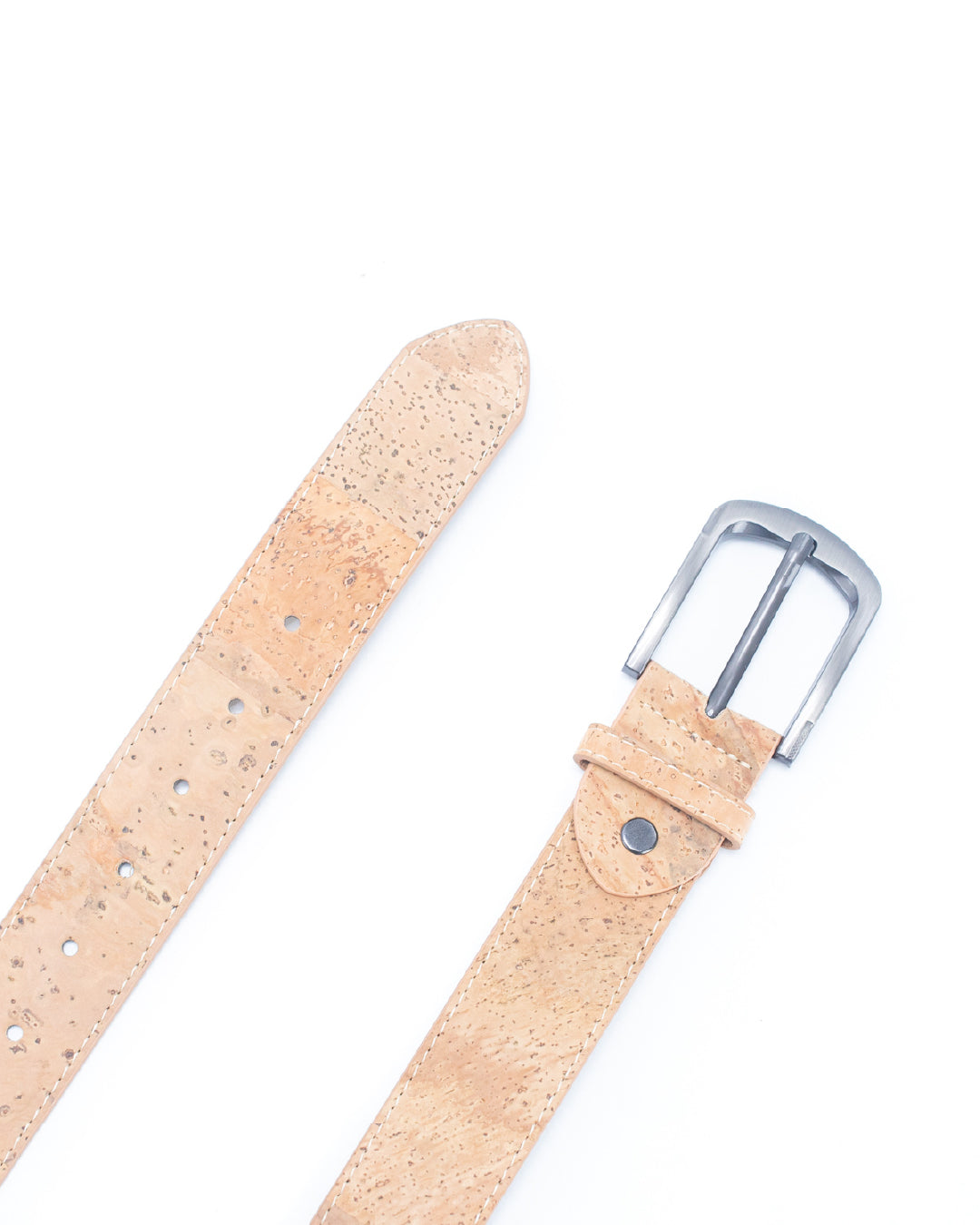 Natural Cork Men's Belt with Thick Black Metal Buckle