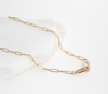 Steel necklace link intertwined
