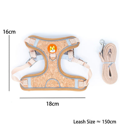 Cork Dog Harness & Leash Set For Small Dogs