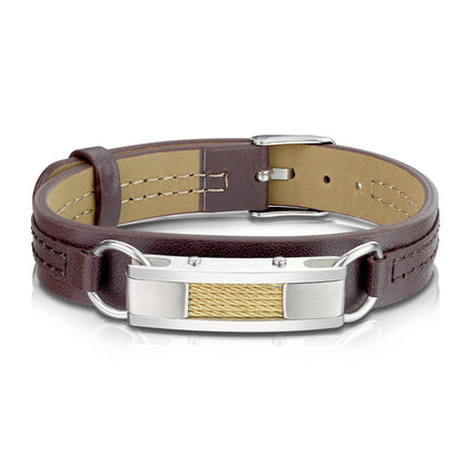 Stainless Steel Bracelet with Gold Wires
