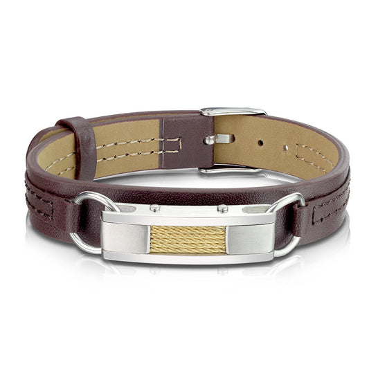 Stainless Steel Bracelet with Gold Wires