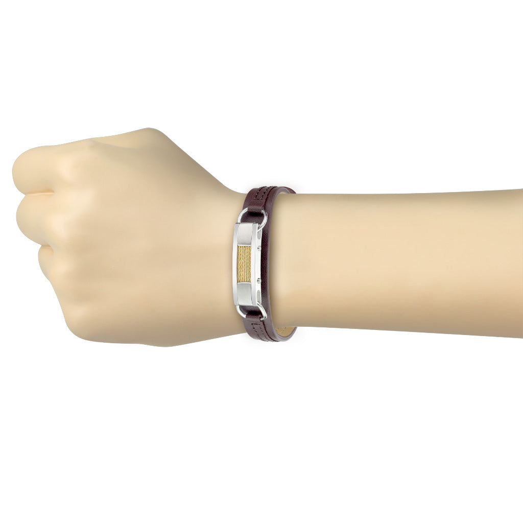 Stainless Steel Bracelet with Gold Wires