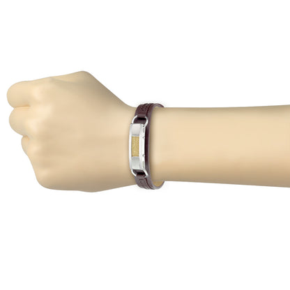 Stainless Steel Bracelet with Gold Wires