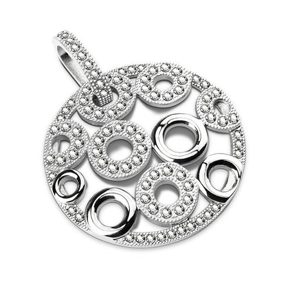 Gem Paved Multi-Circle Round Stainless Steel Pendant