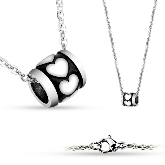 Shiny Hearts on Black with Chain