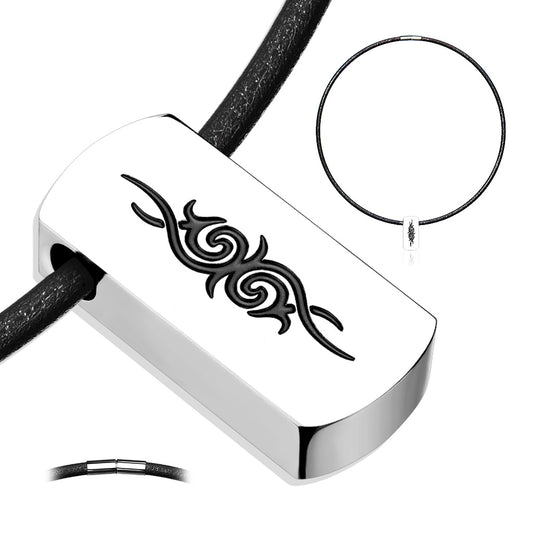 Tribal Saber Beveled with Black Necklace