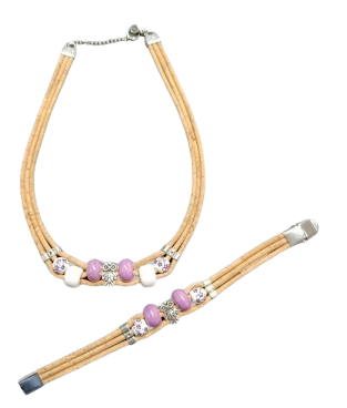 Purple Haze: Cork & Bead Necklace