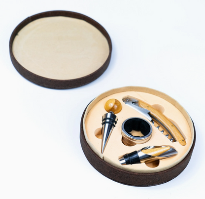 Cork Box Wine Accessory Set - 4 Pieces