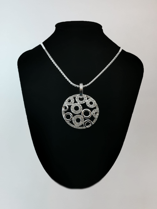 Gem Paved Multi-Circle Round Stainless Steel Pendant
