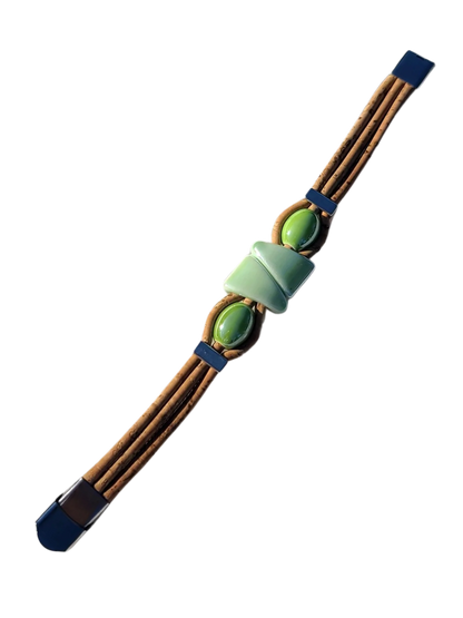 Handmade Emerald Earth: Cork & Jade Green Necklace