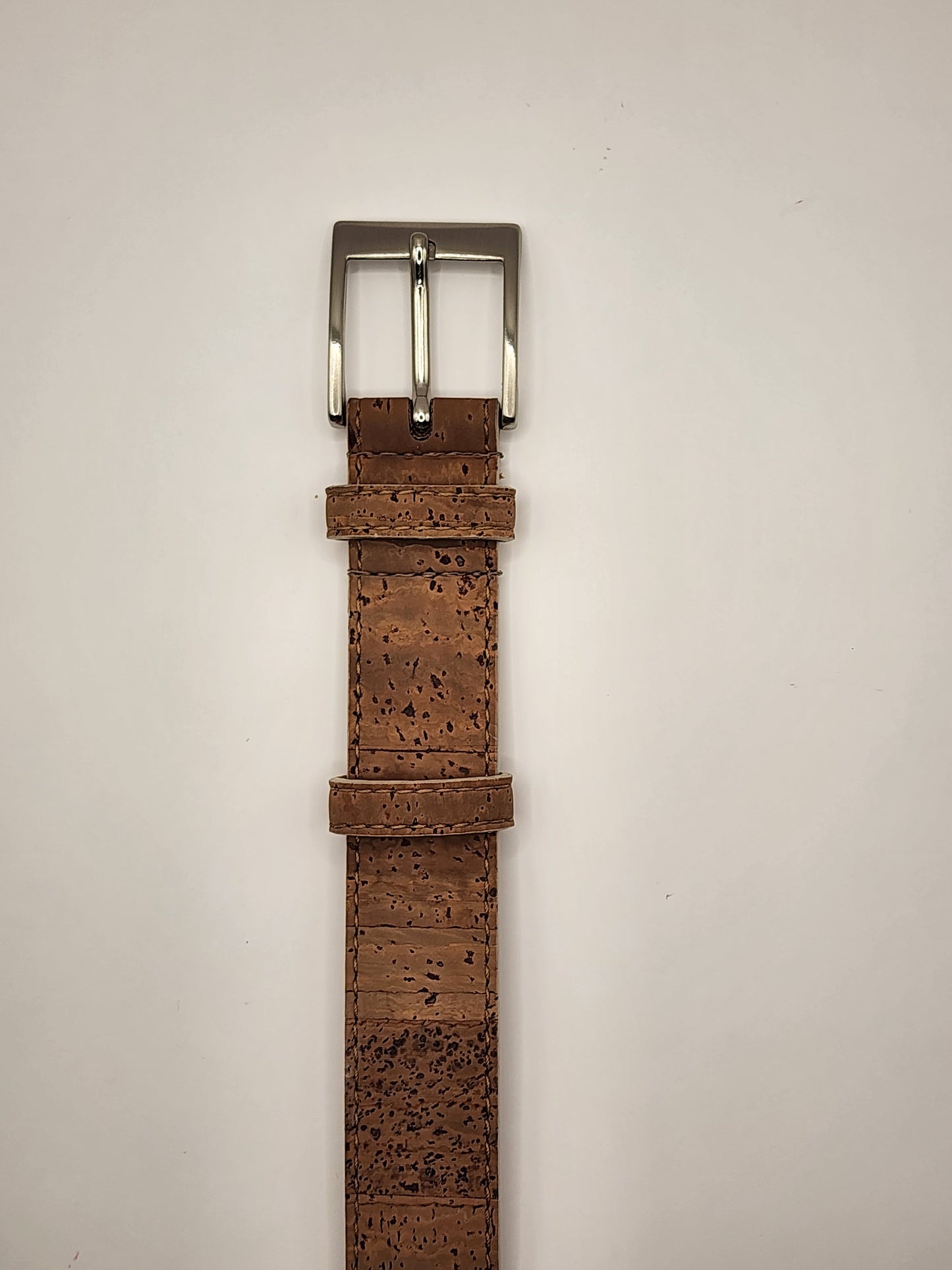 Men's Cork Belt with Silver Square Buckle