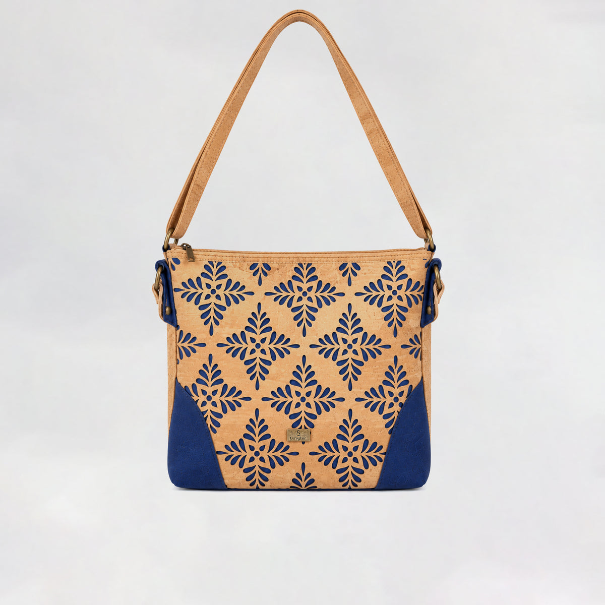 Floral Harmony Crossbody – Natural & Royal Blue