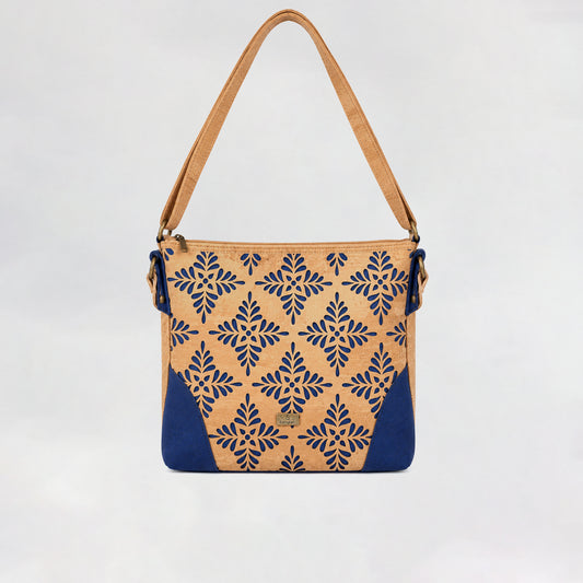 Floral Harmony Crossbody – Natural & Royal Blue