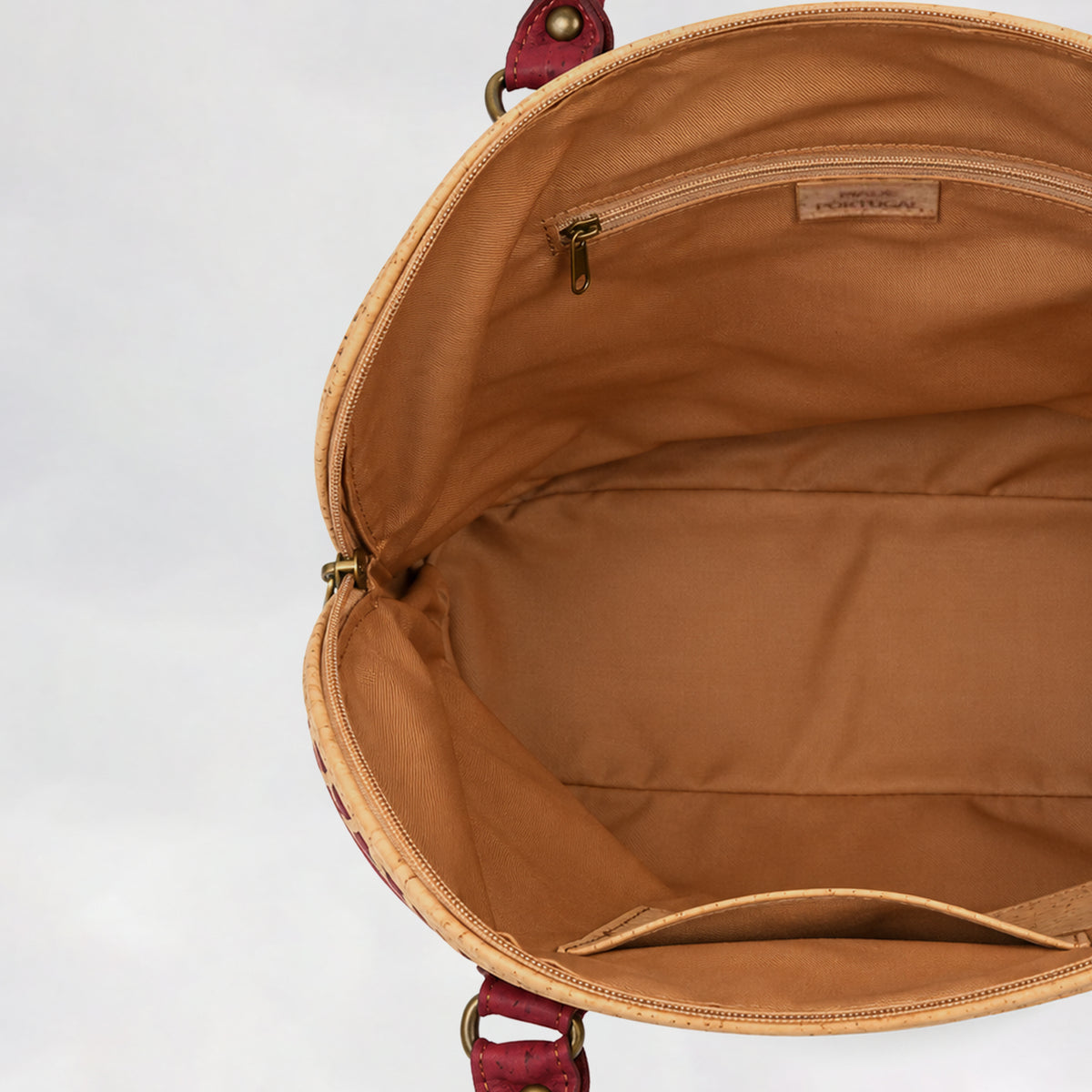 Laser-Cut Elegance Cork Handbag – Burgundy & Natural