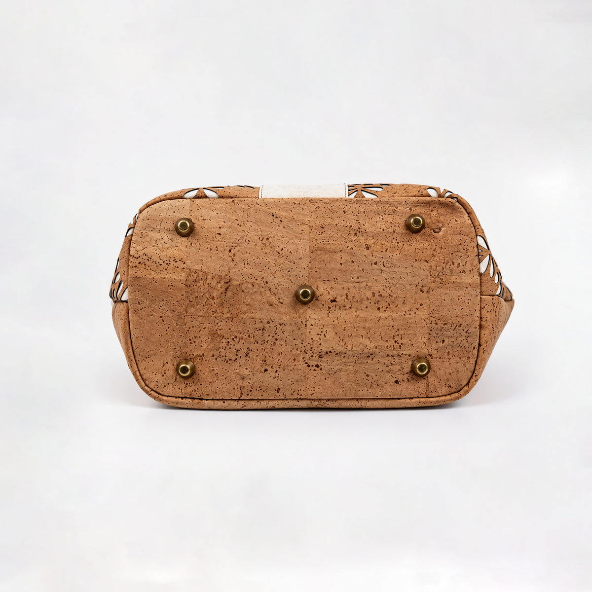 Classic Flora Laser-Cut Cork Tote – Natural & White