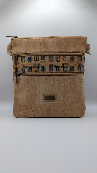 Elegance Cork Cross Body Bag (3 zippers)