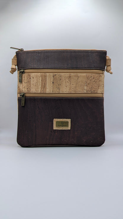 Elegance Cork Cross Body Bag (3 zippers)