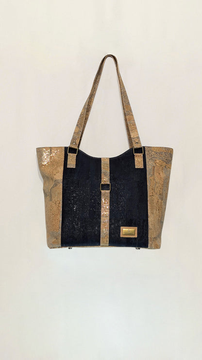 Midnight Elegance Cork Tote Bag