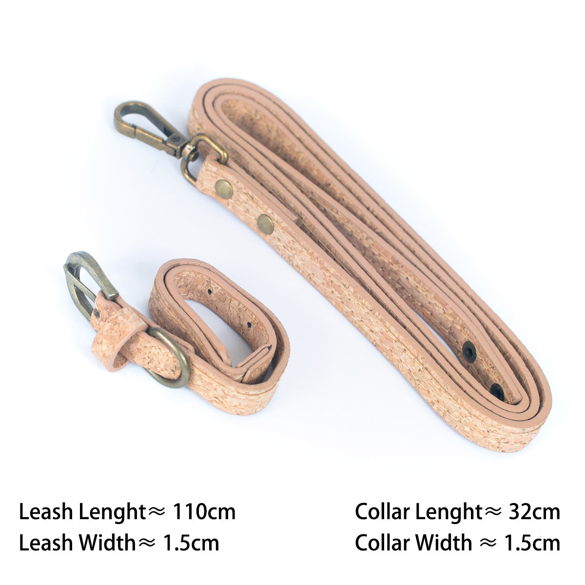 Pet Leash and Collar Set Natural Cork